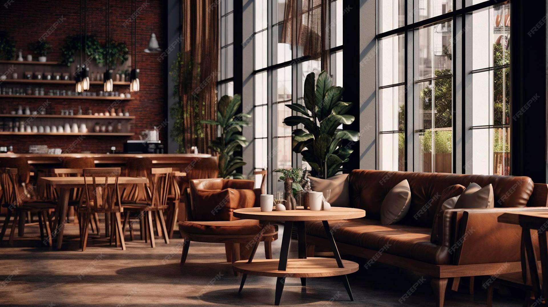 Stylish StarCoffee interior with warm lighting